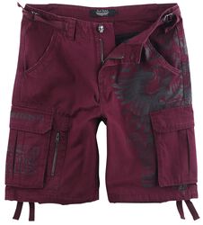Pantalón corto rojo oscuro con estampados, Rock Rebel by EMP, Pantalones cortos