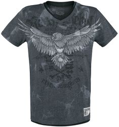 Camiseta con estampado y cuello en V, Rock Rebel by EMP, Camiseta