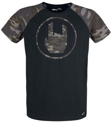 Black T-shirt with Camouflage Rockhand, EMP Stage Collection, Camiseta