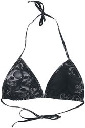 Bikini top negro triangular con calaveras, Black Premium by EMP, Top de Bikini