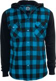 Hooded Checked Flannel Sweat Sleeve Shirt, R.E.D. by EMP, Camisa de Franela