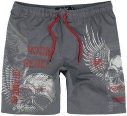 Swim Shorts with Skull Print, Rock Rebel by EMP, Bañador