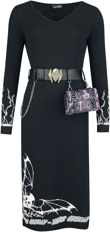 Gothicana X Anne Stokes vestido con cinturón y bolso