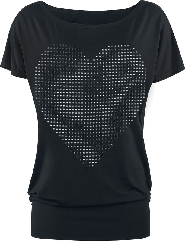 Camiseta con corazón de brillos