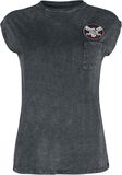 Camiseta negra con cuello redondo y lavado, Rock Rebel by EMP, Camiseta