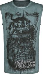 Petrol Tank Top with Wash and Print, Black Premium by EMP, Top tirante ancho