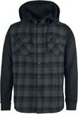 Hooded Checked Flannel Sweat Sleeve Shirt, R.E.D. by EMP, Camisa de Franela