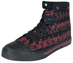 Red/Black Batik-Look Sneakers, R.E.D. by EMP, Deportivas Altas