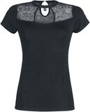 Camiseta negra con detalles transparentes, Gothicana by EMP, Camiseta