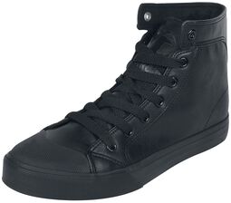 Zapatillas negras altas de piel artificial, Black Premium by EMP, Deportivas Altas