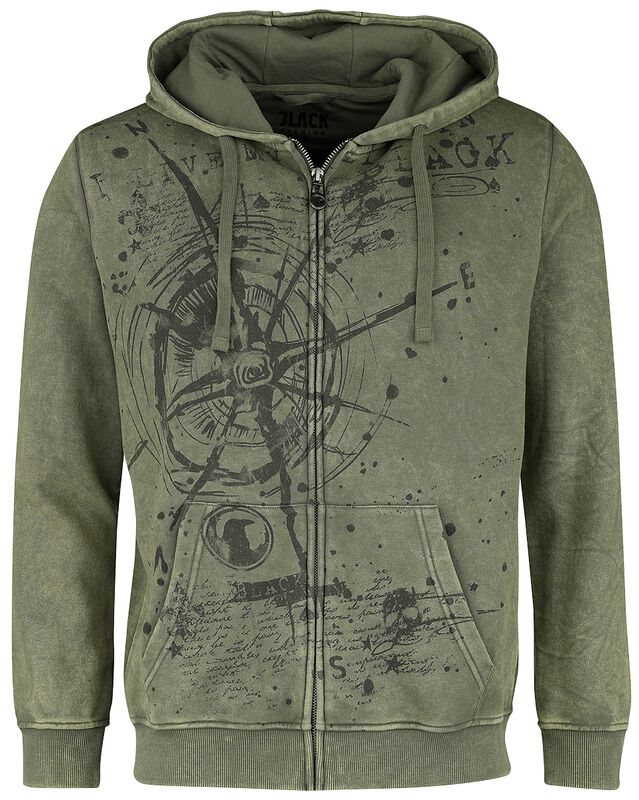 Hooded Jacket With Compass Print