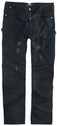 Pantalones cargo negros con detalles look usado