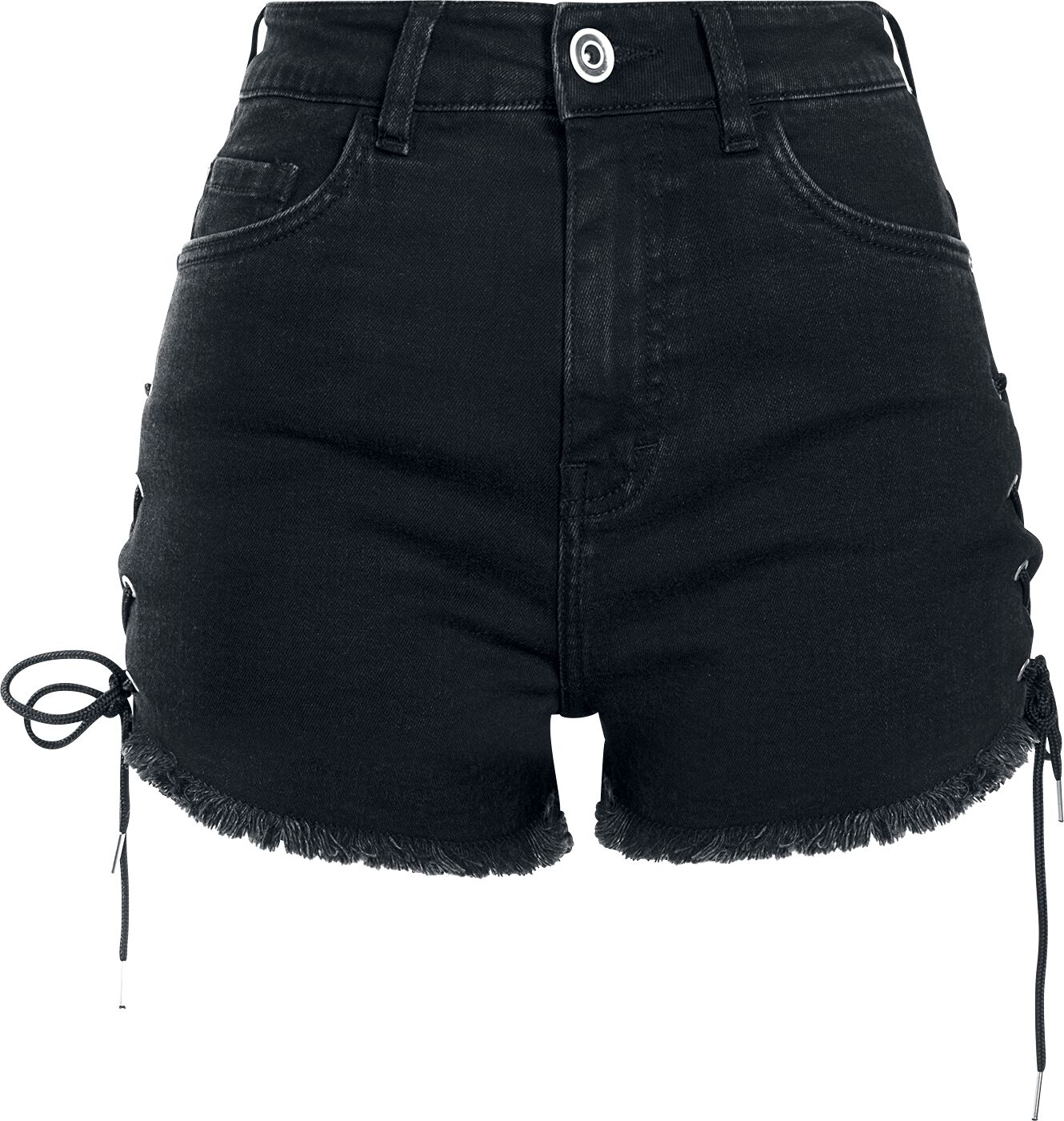 Ladies Highwaist Denim Lace Up Short Urban Classics Pantalones