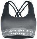 Sport and Yoga - Grey Bralette with Print and Crossed Straps at the Back, EMP Special Collection, Bustier