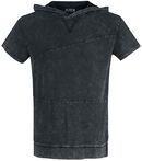 Camiseta negra con lavado y capucha, Black Premium by EMP, Camiseta