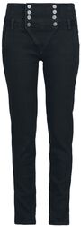 Double Button Placket Jeans, Black Premium by EMP, Pantalones de tela
