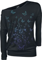 Camisa de manga larga con estampado de mariposas, Full Volume by EMP, Camiseta Manga Larga