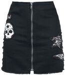 Skull Denim Skirt, Rock Rebel by EMP, Minifalda