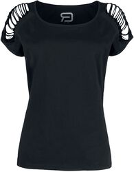 Camiseta negra con cortes en las mangas, R.E.D. by EMP, Camiseta