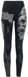 Rock-Style Leggings estampados, con cortes e insertos de piel artificial, Rock Rebel by EMP, Leggins