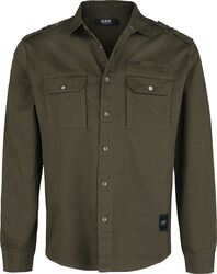 Camisa oliva con bolsillos al pecho en estilo militar