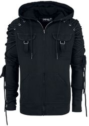 Black Hooded Jacket with Lacing, Gothicana by EMP, Sudadera con capucha