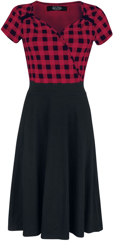 Vestido negro/rojo años 50 con parte superior a cuadros