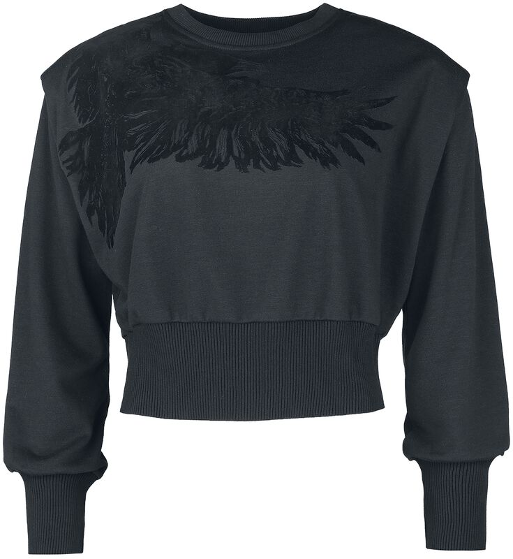 Cropped sweatshirt with raven