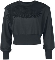 Cropped sweatshirt with raven, Black Premium by EMP, Sudadera