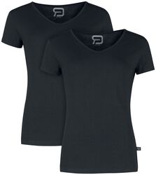 Dos camisetas negras con cuello en V, R.E.D. by EMP, Camiseta