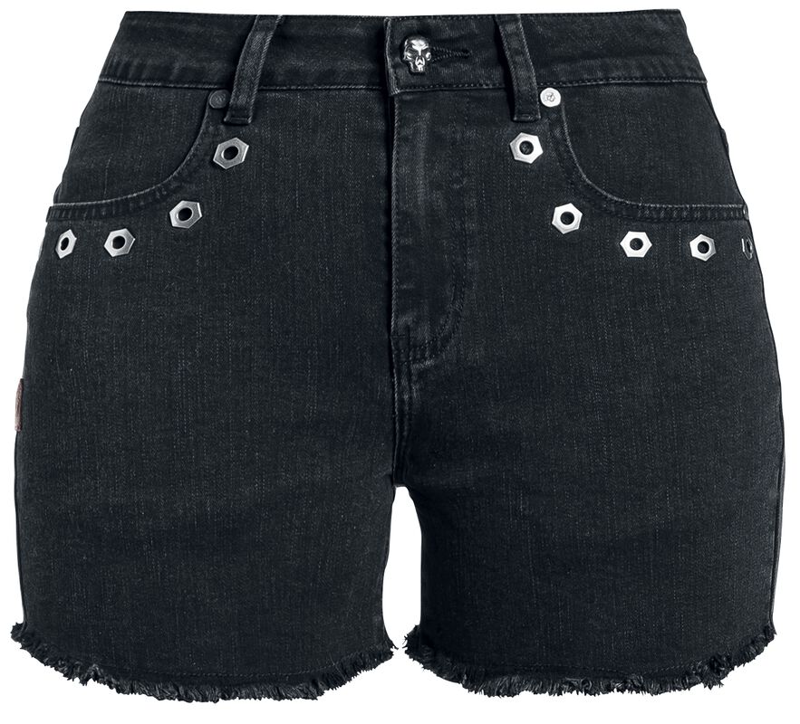 Rock Rebel X Route 66 - Shorts negros con ojales