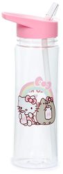 Pusheen & Hello Kitty Botella con cañita plegable, Pusheen & Hello Kitty, Botella 